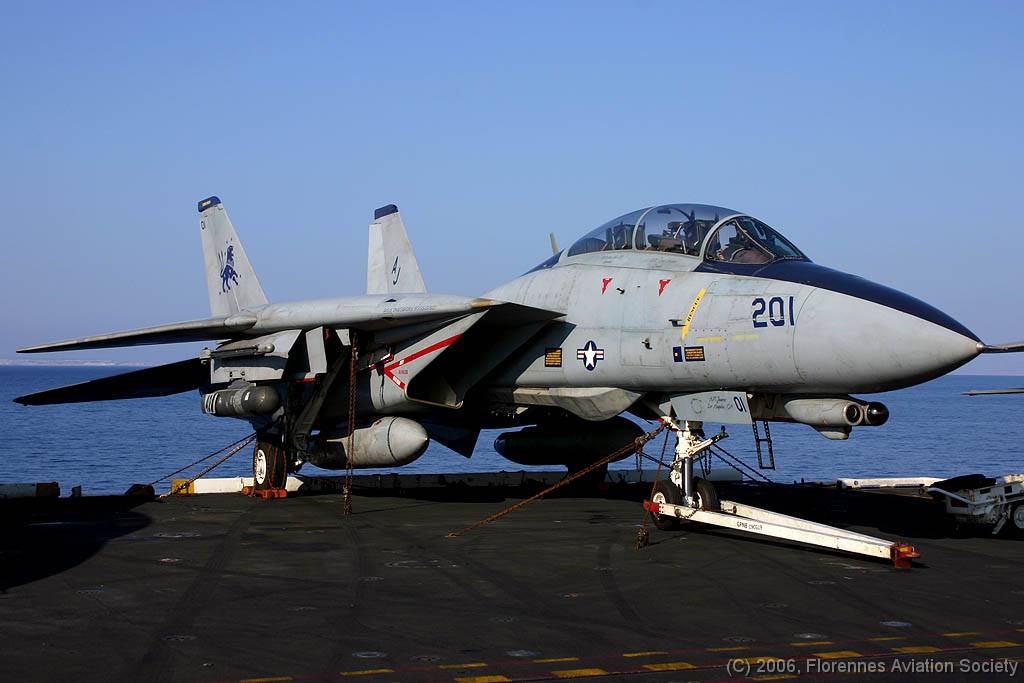 02 CVN71060221 F-14D 164341 AJ-201 DK 01 F-14D 164341/AJ-201 of VF-213 - USS Theodore Roosevelt, 21 February 2006 (C) Didier Kories